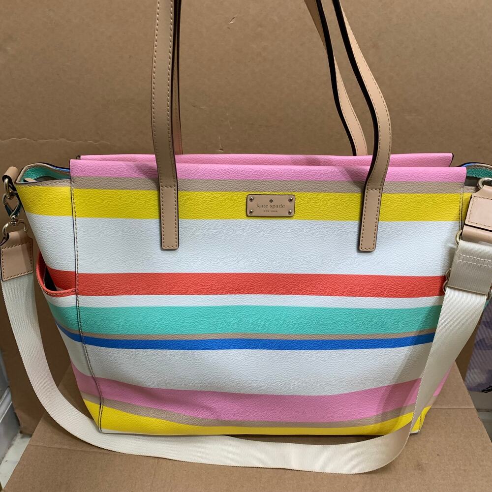 KATE SPADE Multicolor Stripe Grove Street KAYLIE Large Baby Bag Business Bag